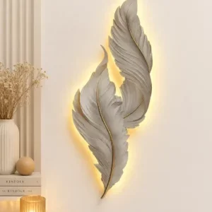 Premium Feather LED Illuminated Wall Sculpture – Contemporary Home Decor